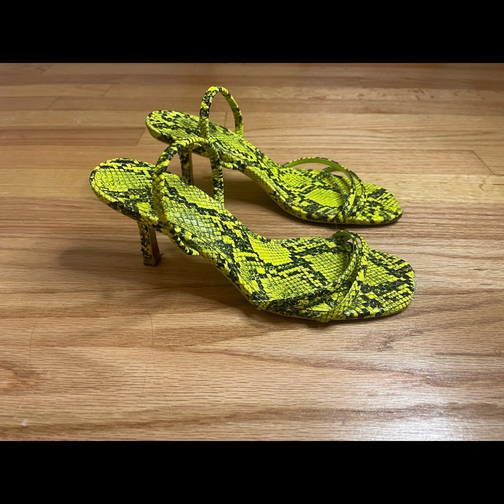 Green Snake Skin Zara Kitten Heels